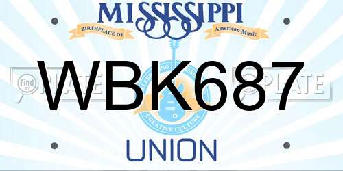 WBK687 Mississippi License Plate