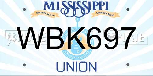 WBK697 Mississippi License Plate