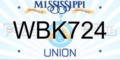 WBK724 Mississippi License Plate