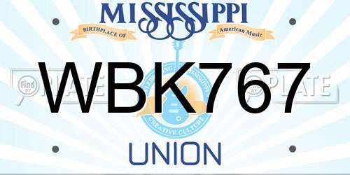 WBK767 Mississippi License Plate