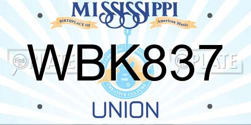 WBK837 Mississippi License Plate