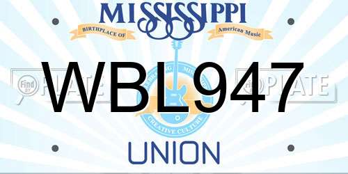 WBL947 Mississippi License Plate