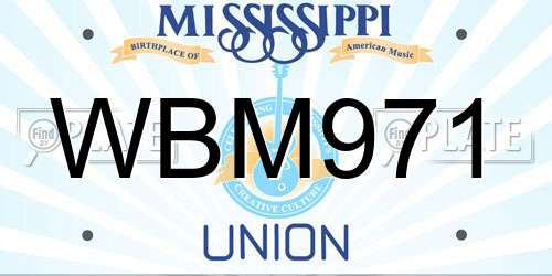WBM971 Mississippi License Plate
