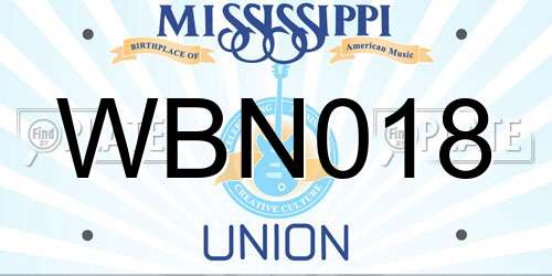 WBN018 Mississippi License Plate