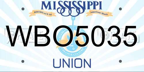 WBO5035 Mississippi License Plate