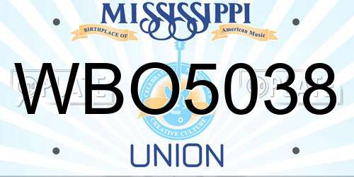 WBO5038 Mississippi License Plate