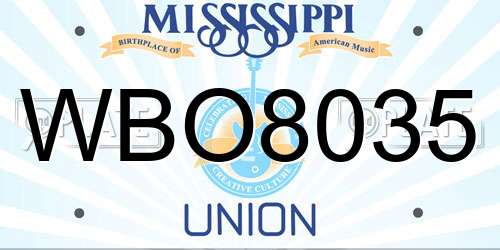 WBO8035 Mississippi License Plate