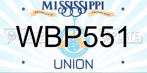 WBP551 Mississippi License Plate