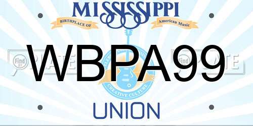 WBPA99 Mississippi License Plate