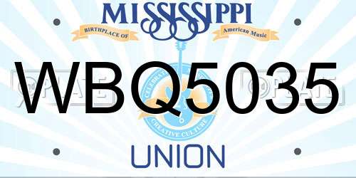 WBQ5035 Mississippi License Plate