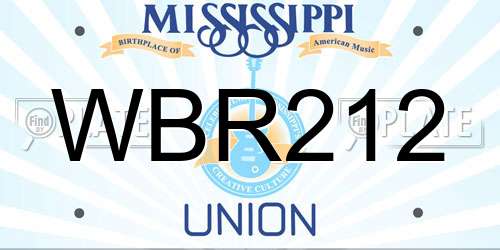 WBR212 Mississippi License Plate