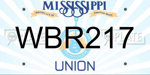 WBR217 Mississippi License Plate
