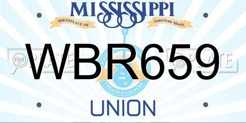 WBR659 Mississippi License Plate