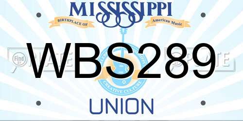 WBS289 Mississippi License Plate