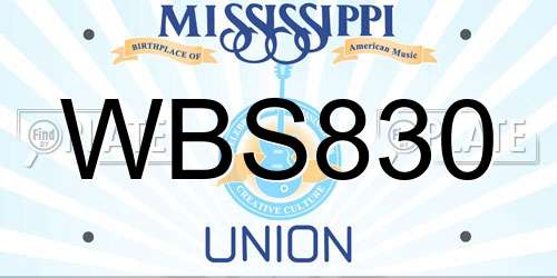 WBS830 Mississippi License Plate