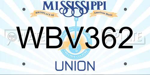 WBV362 Mississippi License Plate