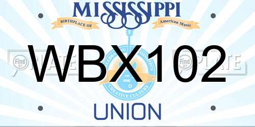 WBX102 Mississippi License Plate