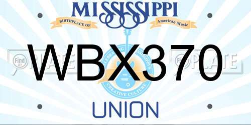 WBX370 Mississippi License Plate