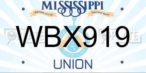 WBX919 Mississippi License Plate