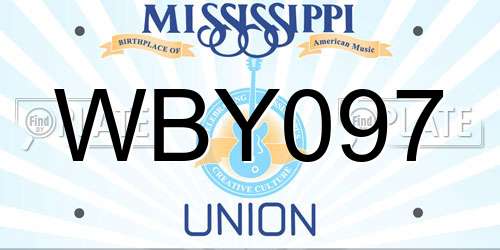 WBY097 Mississippi License Plate