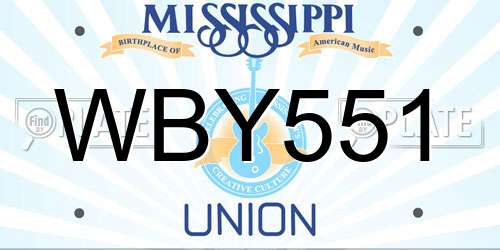 WBY551 Mississippi License Plate
