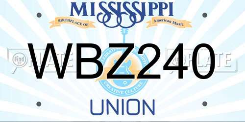 WBZ240 Mississippi License Plate