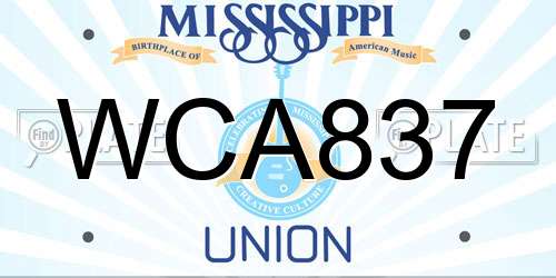 WCA837 Mississippi License Plate