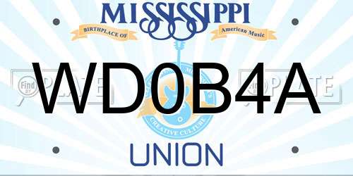 WD0B4A Mississippi License Plate