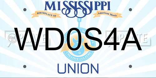WD0S4A Mississippi License Plate