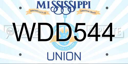 WDD544 Mississippi License Plate