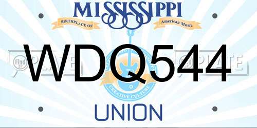 WDQ544 Mississippi License Plate