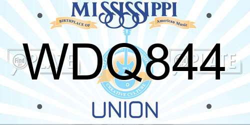 WDQ844 Mississippi License Plate