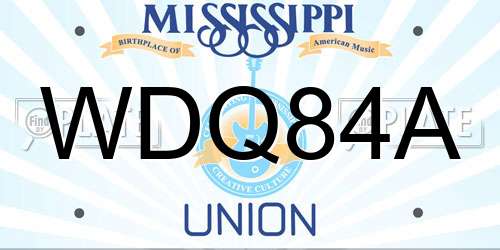 WDQ84A Mississippi License Plate