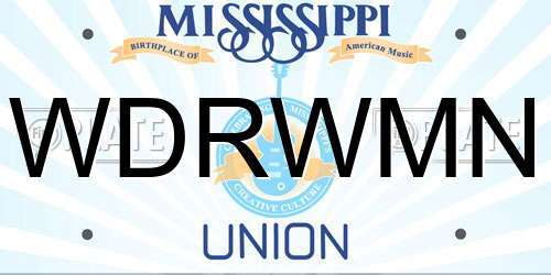 WDRWMN Mississippi License Plate