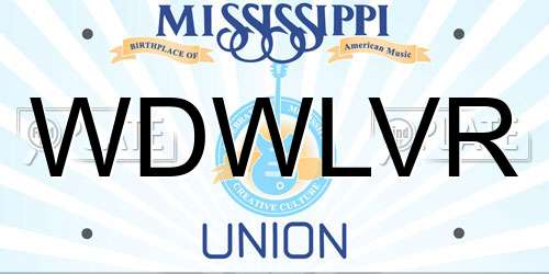 WDWLVR Mississippi License Plate