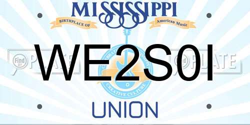 WE2S0I Mississippi License Plate