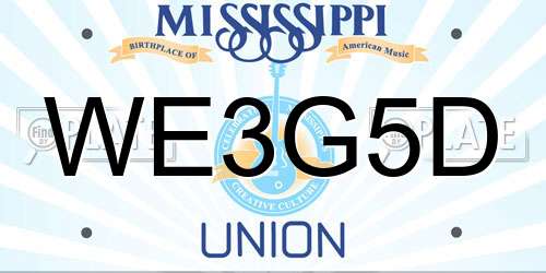 WE3G5D Mississippi License Plate