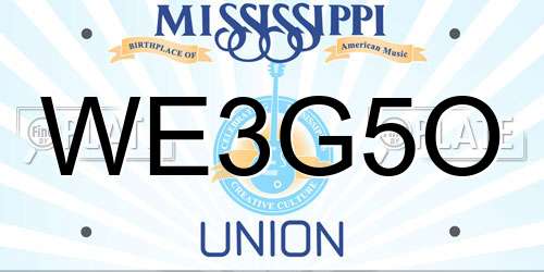WE3G5O Mississippi License Plate