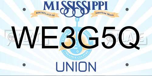 WE3G5Q Mississippi License Plate