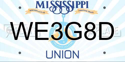 WE3G8D Mississippi License Plate
