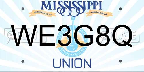 WE3G8Q Mississippi License Plate