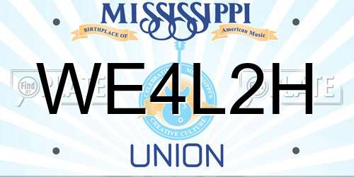 WE4L2H Mississippi License Plate