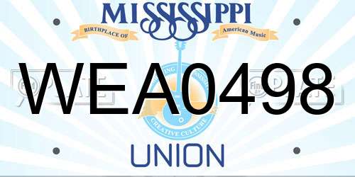 WEA0498 Mississippi License Plate