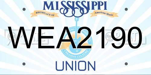 WEA2190 Mississippi License Plate