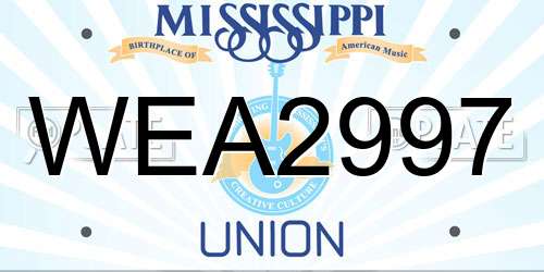 WEA2997 Mississippi License Plate