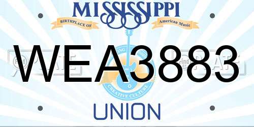 WEA3883 Mississippi License Plate