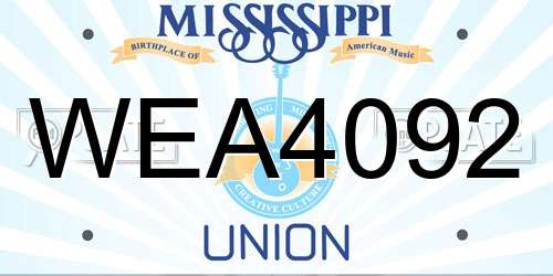 WEA4092 Mississippi License Plate