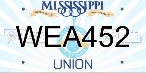 WEA452 Mississippi License Plate