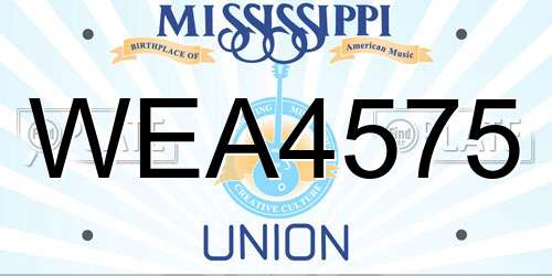 WEA4575 Mississippi License Plate