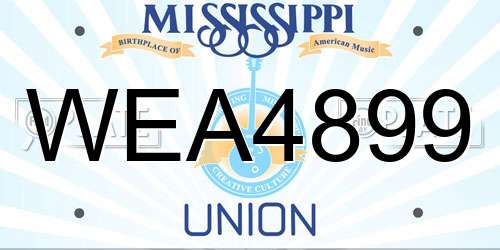 WEA4899 Mississippi License Plate